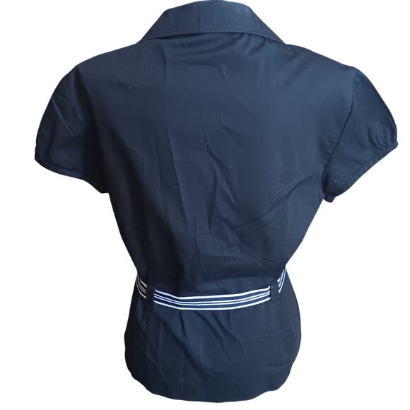 sz 14 Vintage Robbie Bee Black Blazer Blouse Top Tie Belt Pockets 1990's - Picture 4 of 5